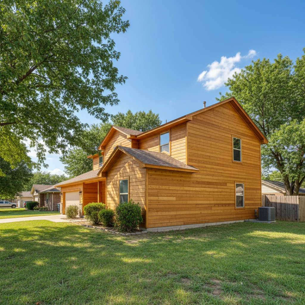 Completed wooden siding work at a residential property in Guymon, OK