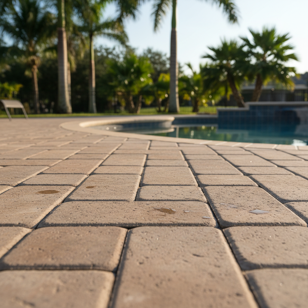 Completed pool decks work at a residential property in Orlando, FL