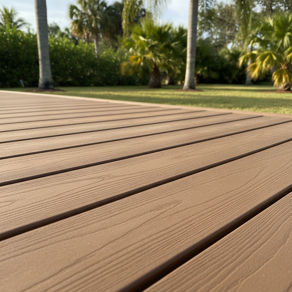 Completed composite decks work at a residential property in Orlando, FL