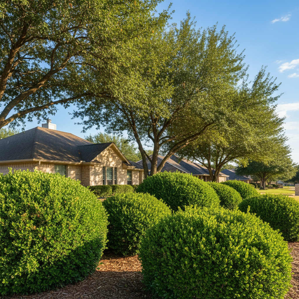 Completed shrub & bush trimming work at a residential property in Hondo, TX
