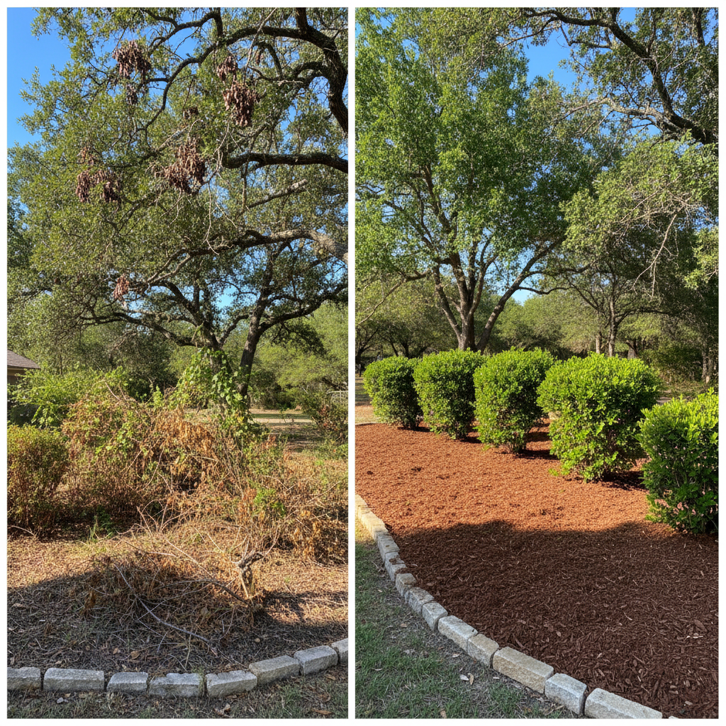 Completed shrub & bush trimming work at a residential property in Hondo, TX