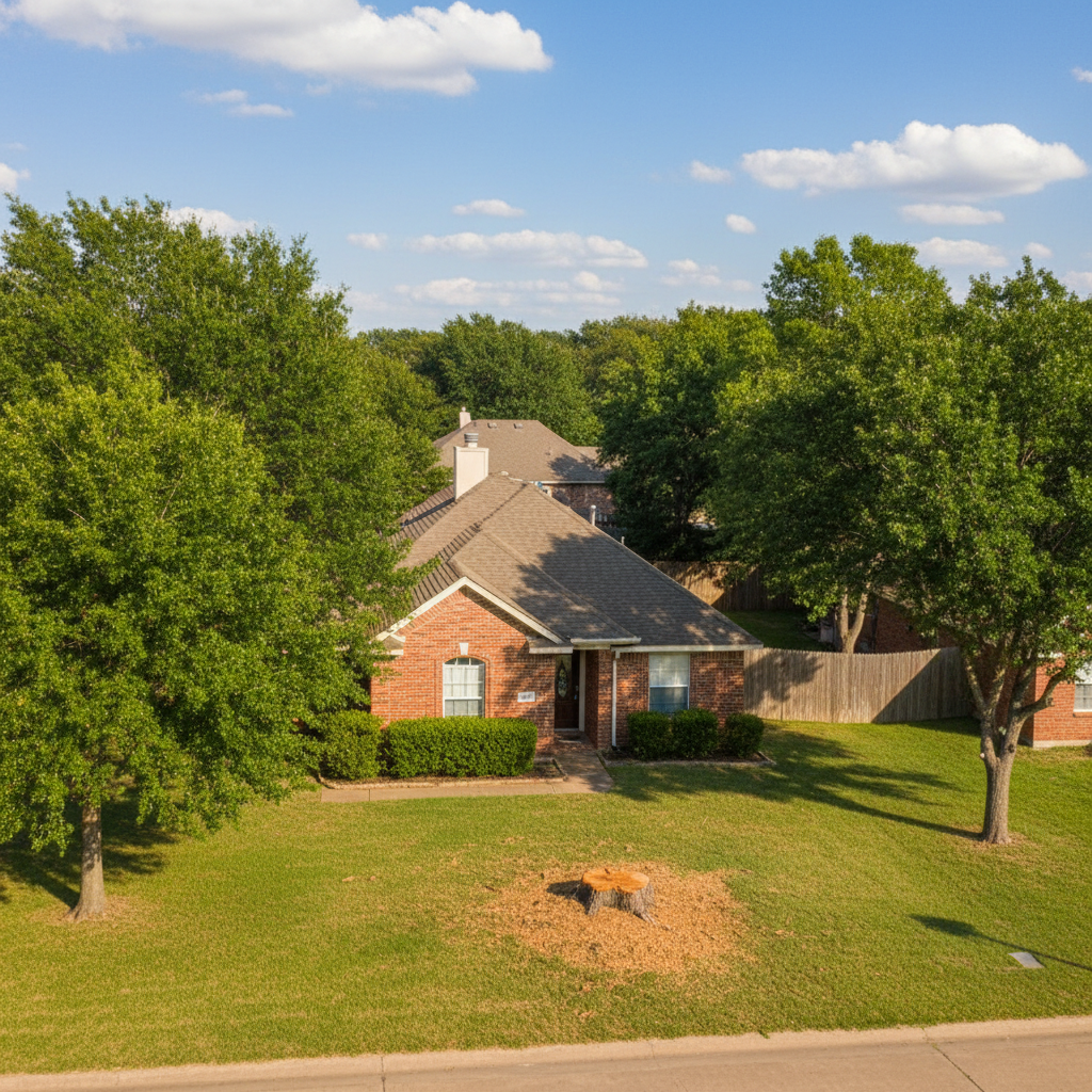 Completed tree removal work at a residential property in Hondo, TX