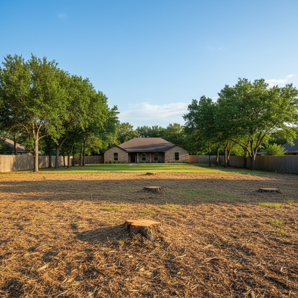 Completed lot clearing work at a residential property in Hondo, TX