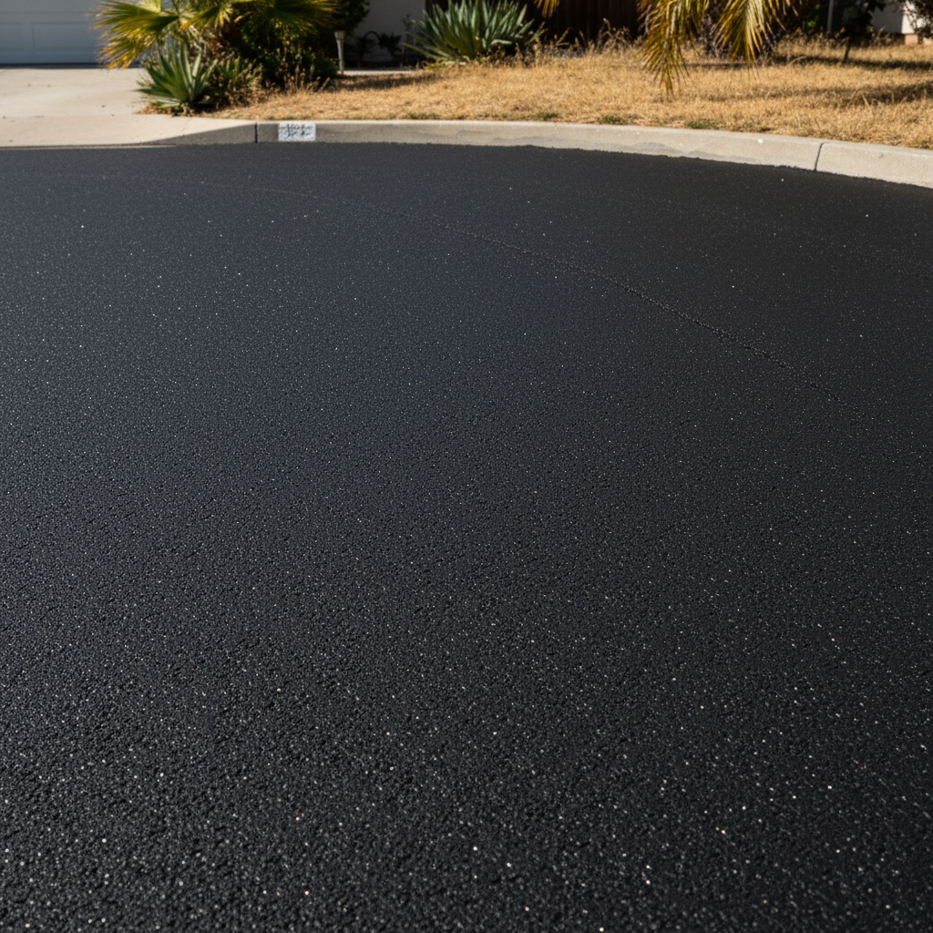 Completed asphalt paving work at a residential property in Long Beach, CA