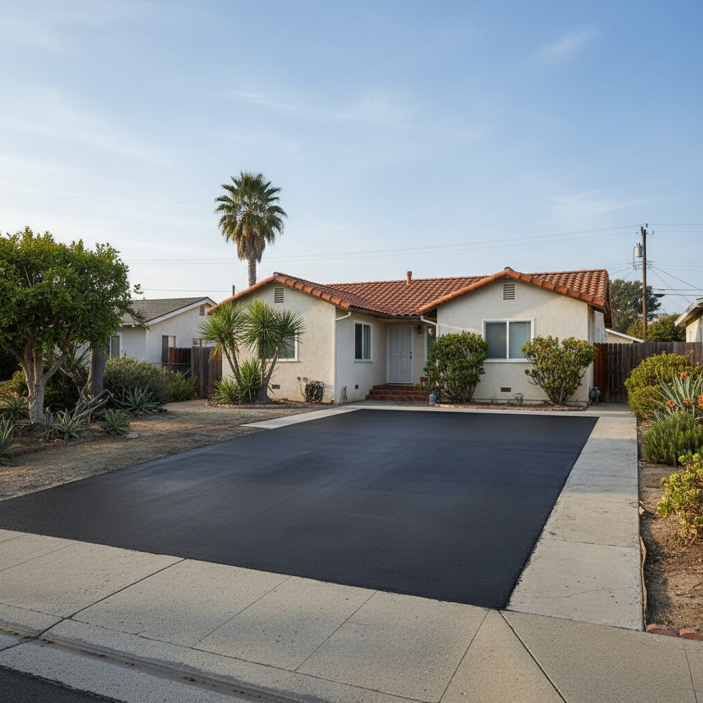 Completed slurry coating work at a residential property in Long Beach, CA