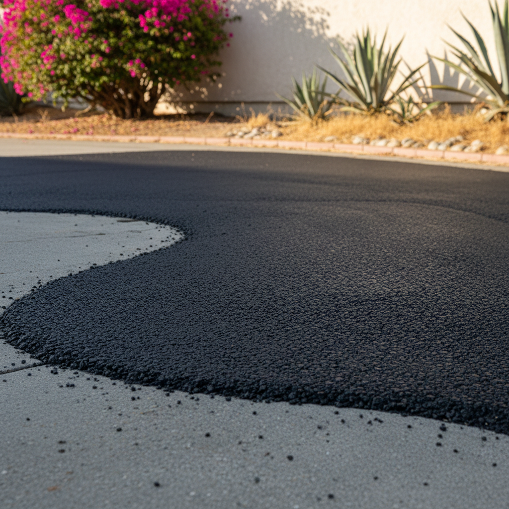 Completed asphalt repair work at a residential property in Long Beach, CA