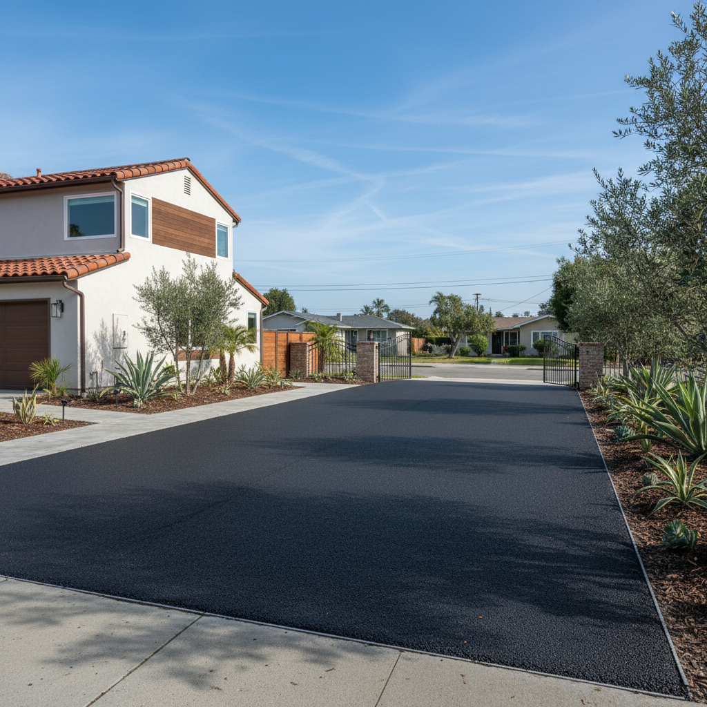 Completed commercial asphalt work at a residential property in Long Beach, CA