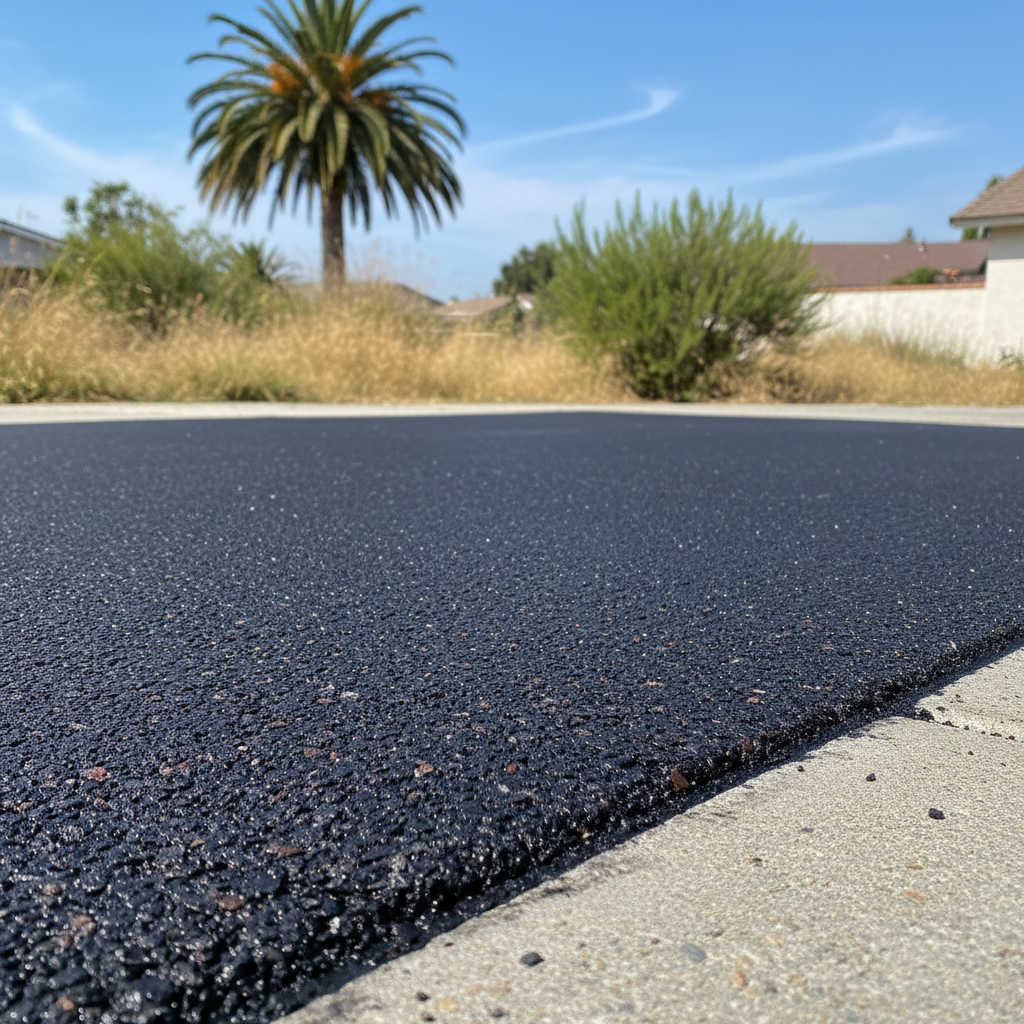 Completed asphalt patching work at a residential property in Long Beach, CA