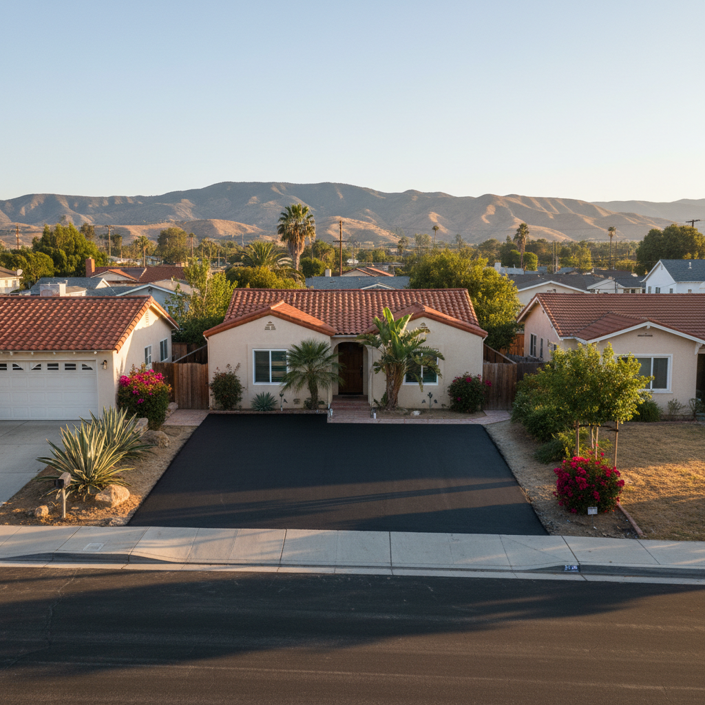 Completed asphalt paving work at a residential property in Los Angeles, CA