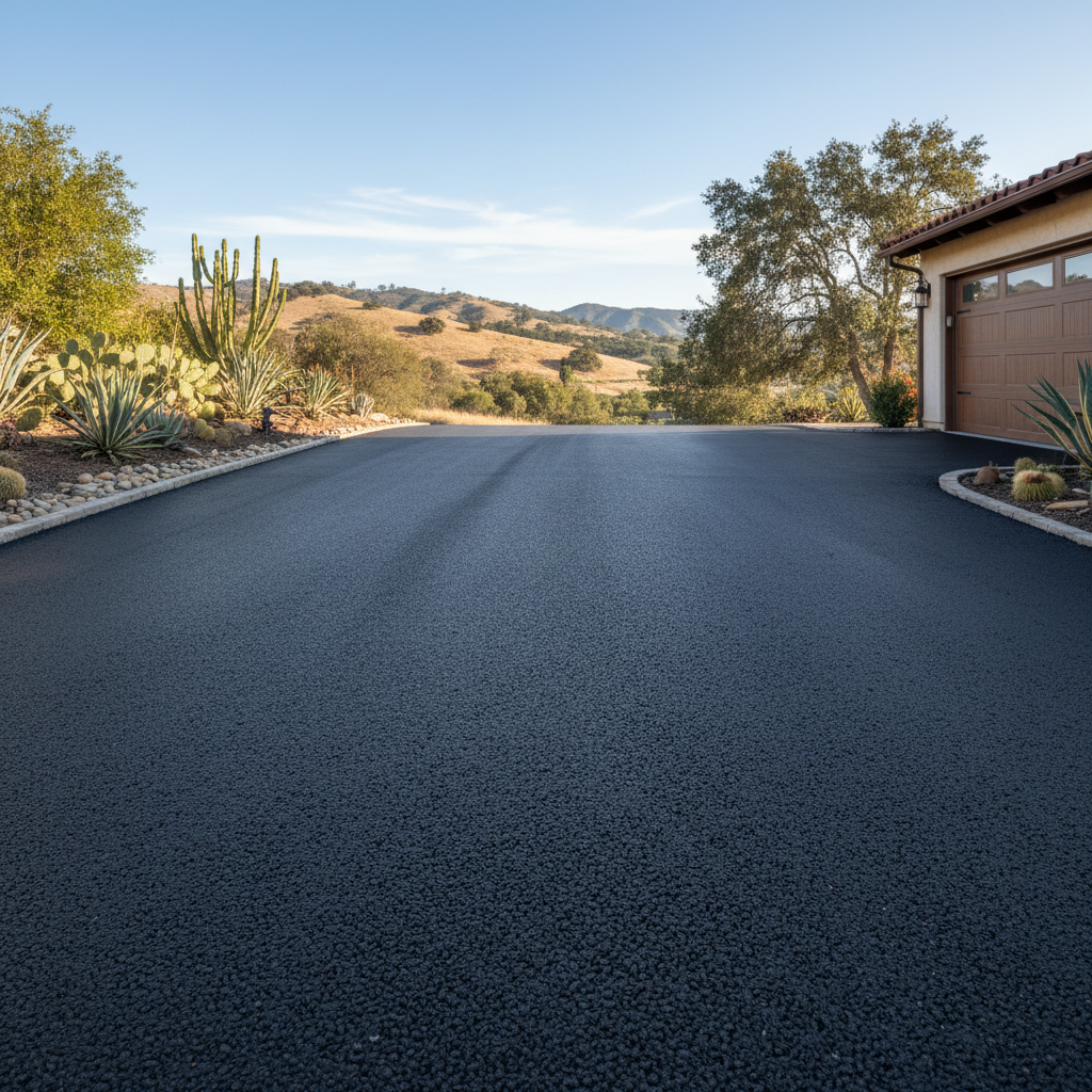 Completed asphalt paving work at a residential property in Los Angeles, CA