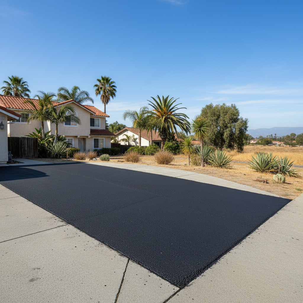 Completed asphalt patching work at a residential property in Los Angeles, CA