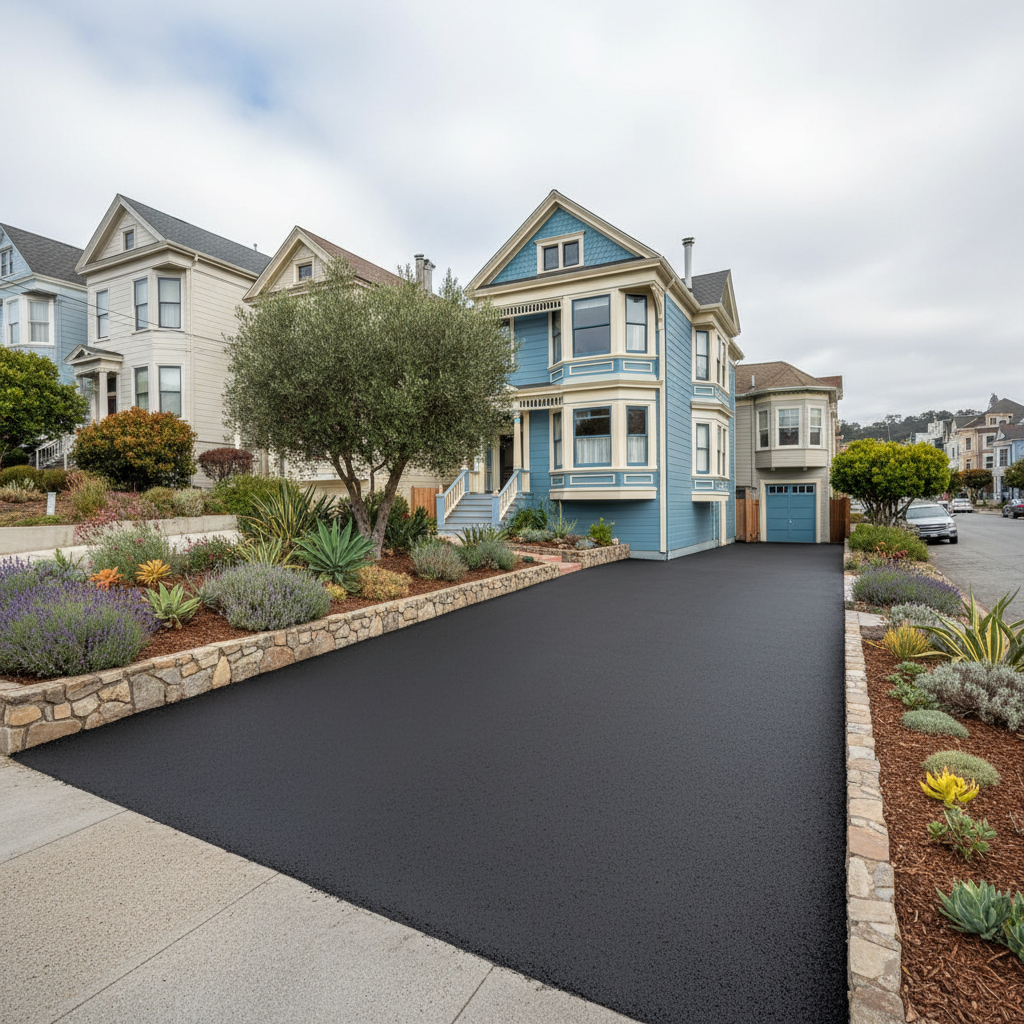 Completed residential asphalt work at a residential property in San Francisco, CA