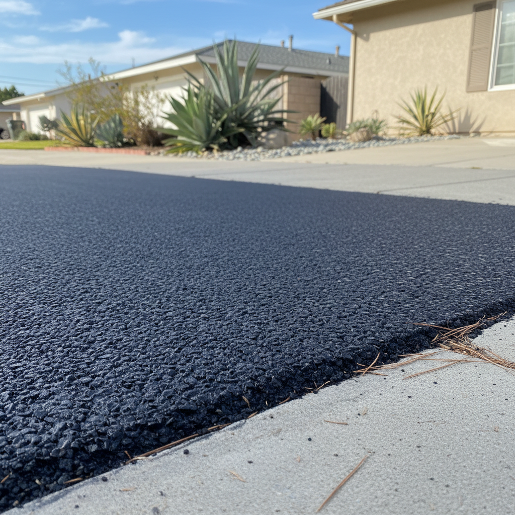 Completed asphalt paving work at a residential property in Oceanside, CA