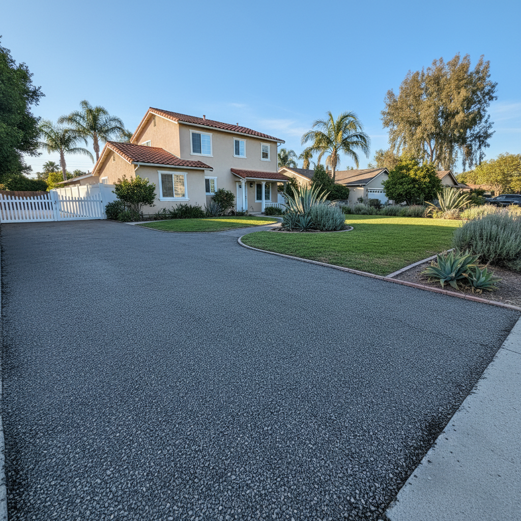 Completed asphalt milling work at a residential property in Oceanside, CA