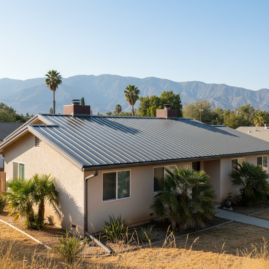 Completed metal roofing work at a residential property in Irwindale, CA