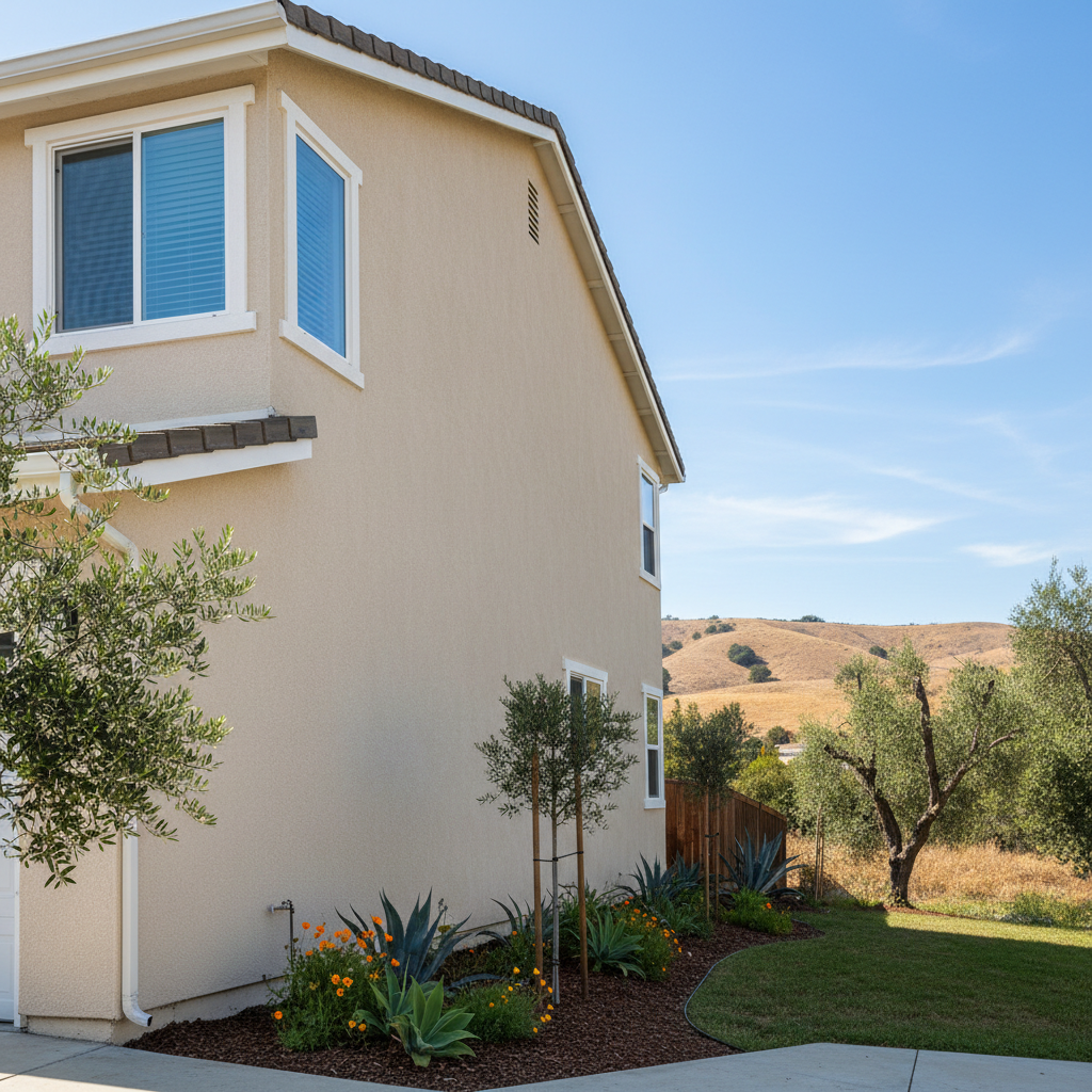 Completed stucco replacement work at a residential property in El Monte, CA