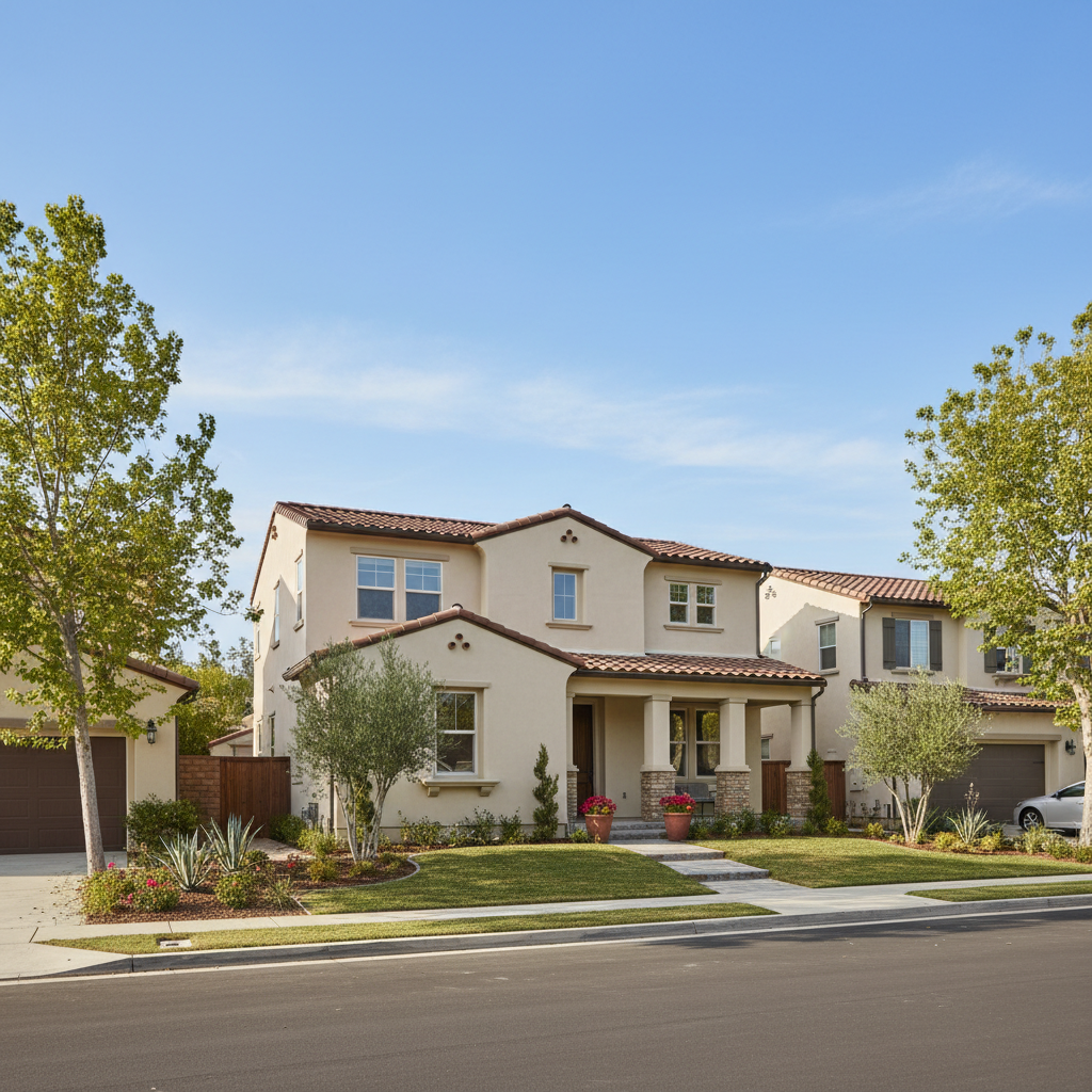 Completed residential stucco work at a residential property in Fullerton, CA