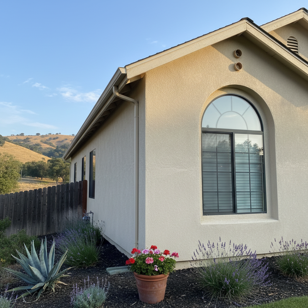 Completed stucco replacement work at a residential property in Irvine, CA