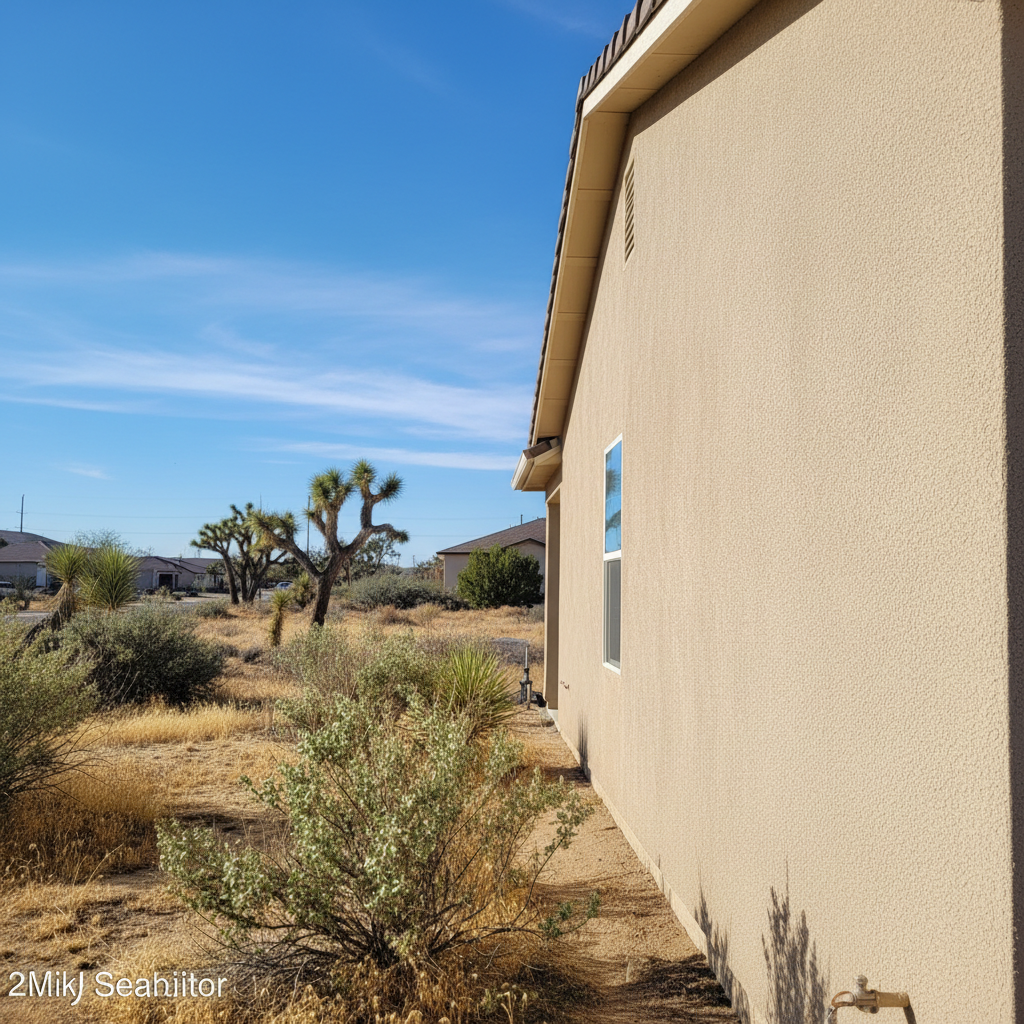 Completed stucco installation work at a residential property in Lancaster, CA