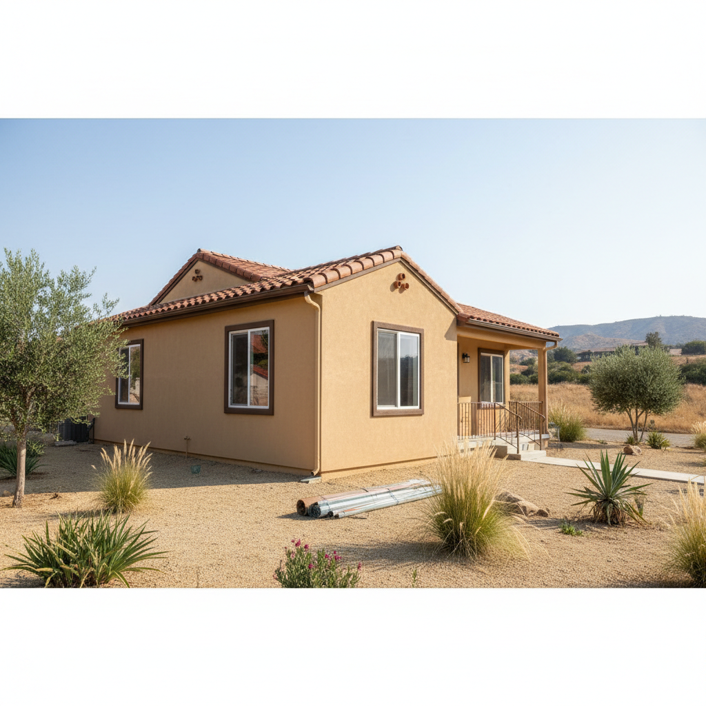Completed stucco replacement work at a residential property in Murrieta, CA