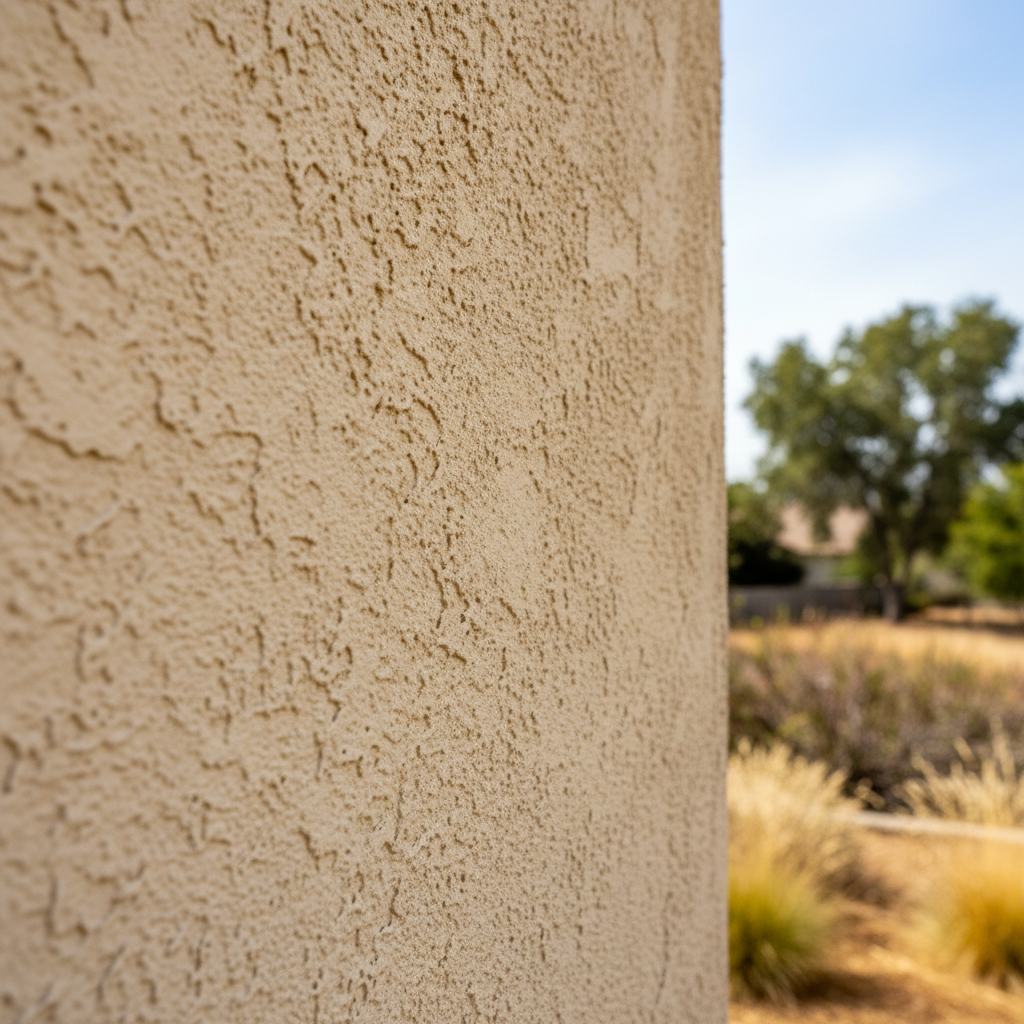 Completed stucco repair work at a residential property in Walnut, CA
