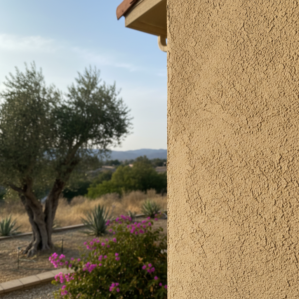 Completed residential stucco work at a residential property in Riverside, CA