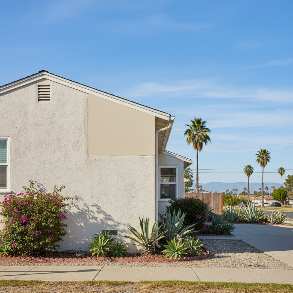 Completed stucco repair work at a residential property in Torrance, CA