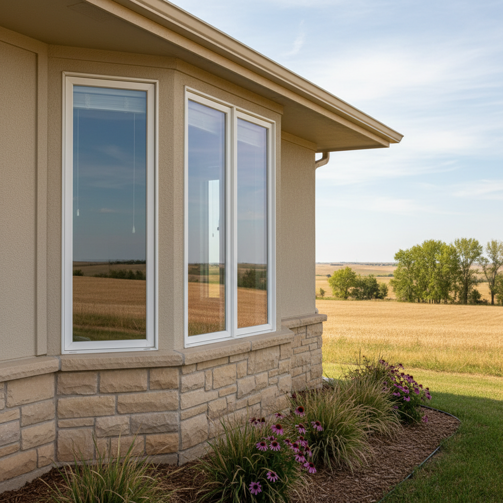Completed bay window installation work at a residential property in Dodge City, KS