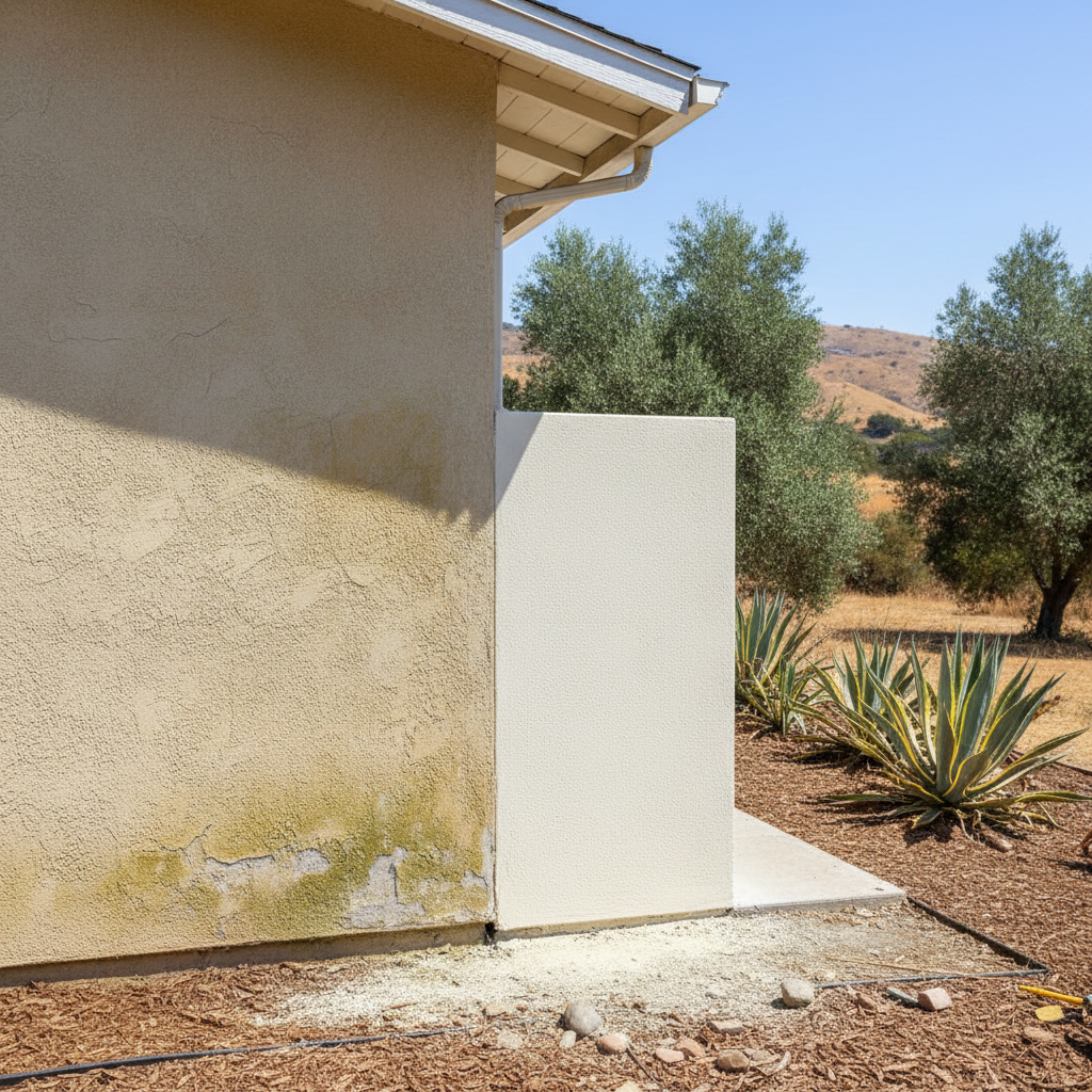 Completed stucco installation work at a residential property in Claremont, CA