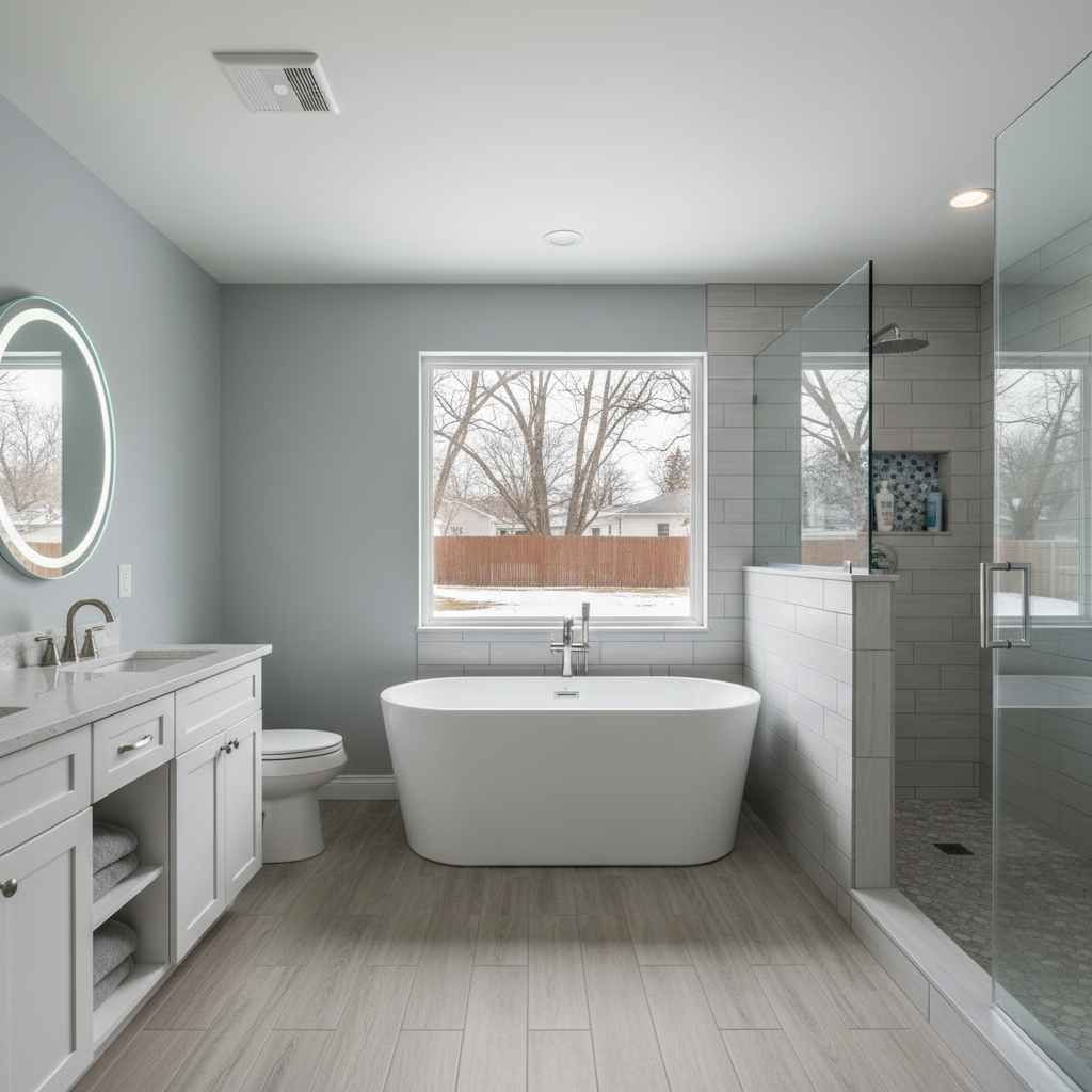 Completed bathtub and shower installation work at a residential property in Rockford, IL
