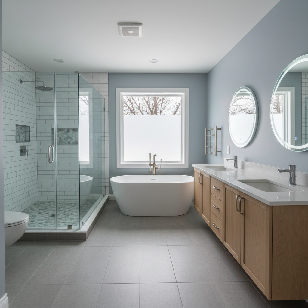 Completed bathroom expansion work at a residential property in Rockford, IL