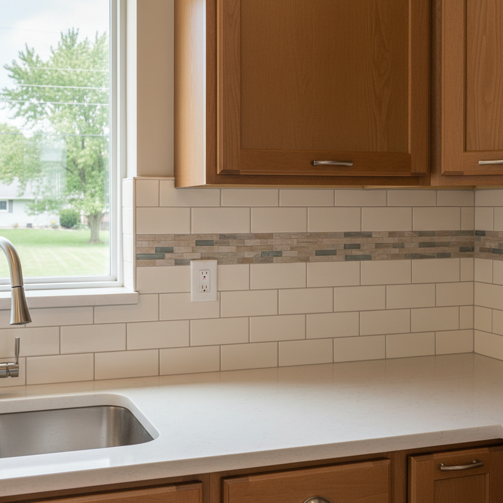 Completed backsplash installation work at a residential property in Freeport, IL