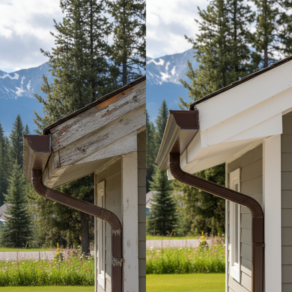 Completed fascia board repair work at a residential property in Whitefish, MT