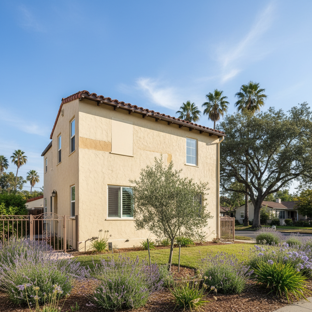 Completed stucco repair work at a residential property in Pasadena, CA