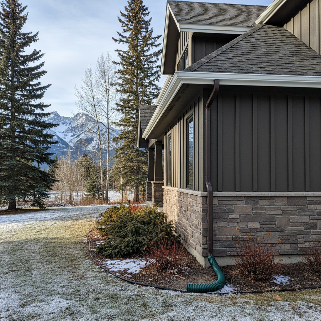 Completed downspout installation work at a residential property in Whitefish, MT