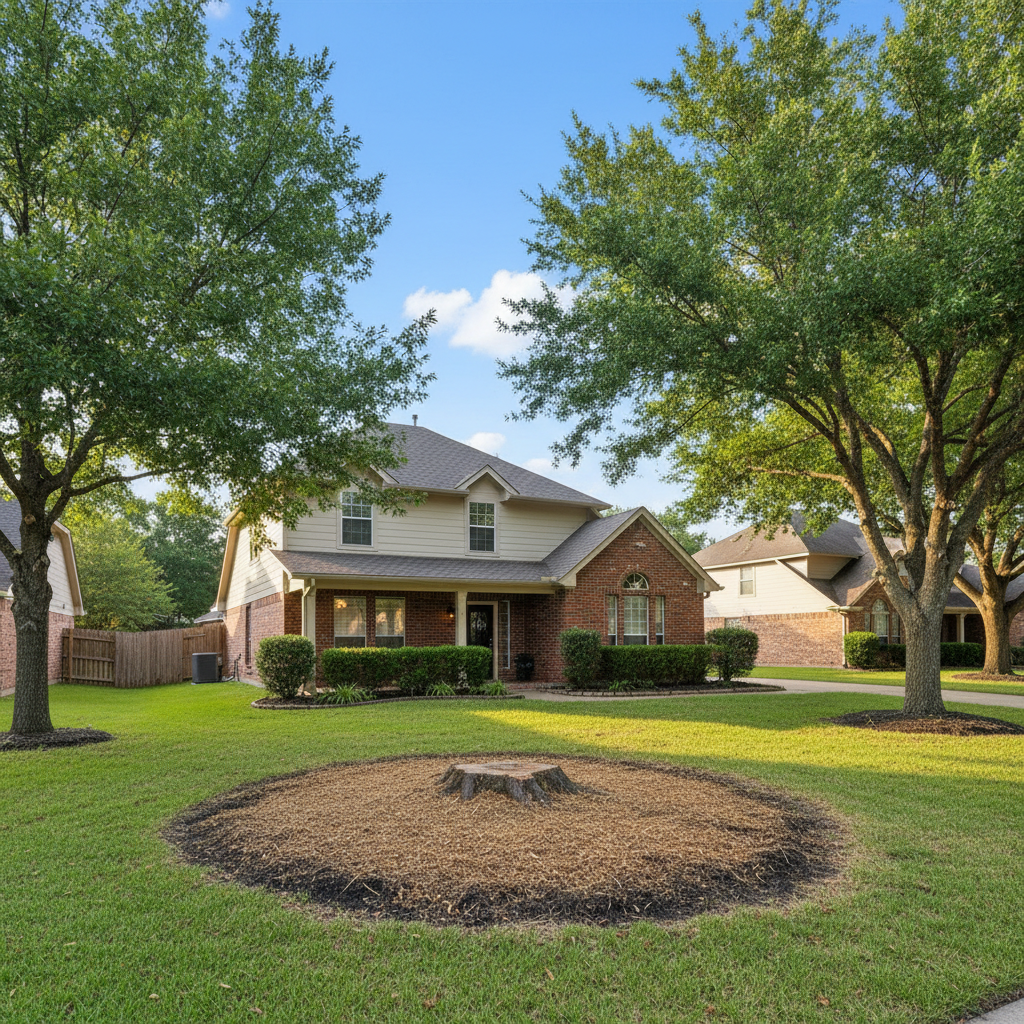 Completed stump grinding & removal work at a residential property in Humble, TX