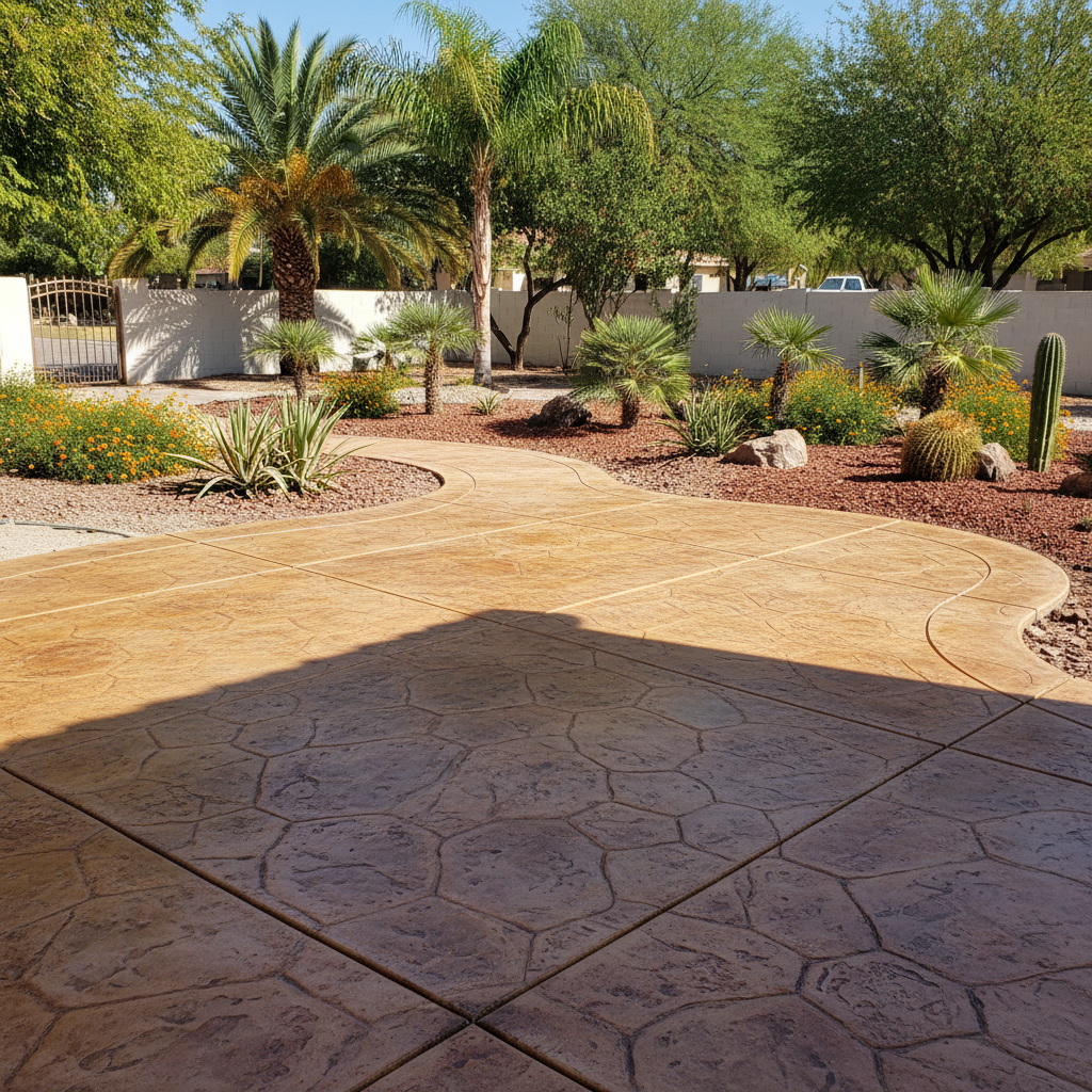 Completed decorative concrete work at a residential property in Laveen Village, AZ