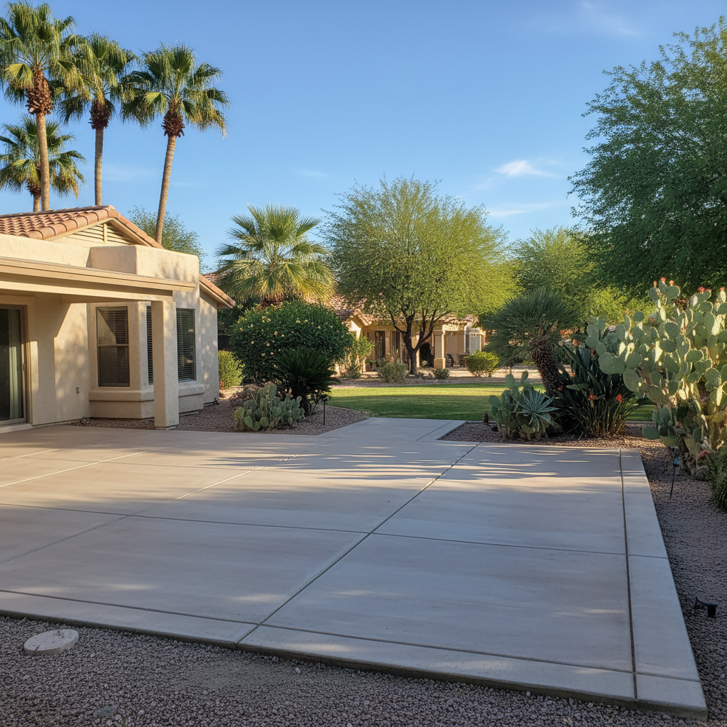 Completed concrete installation work at a residential property in Laveen Village, AZ