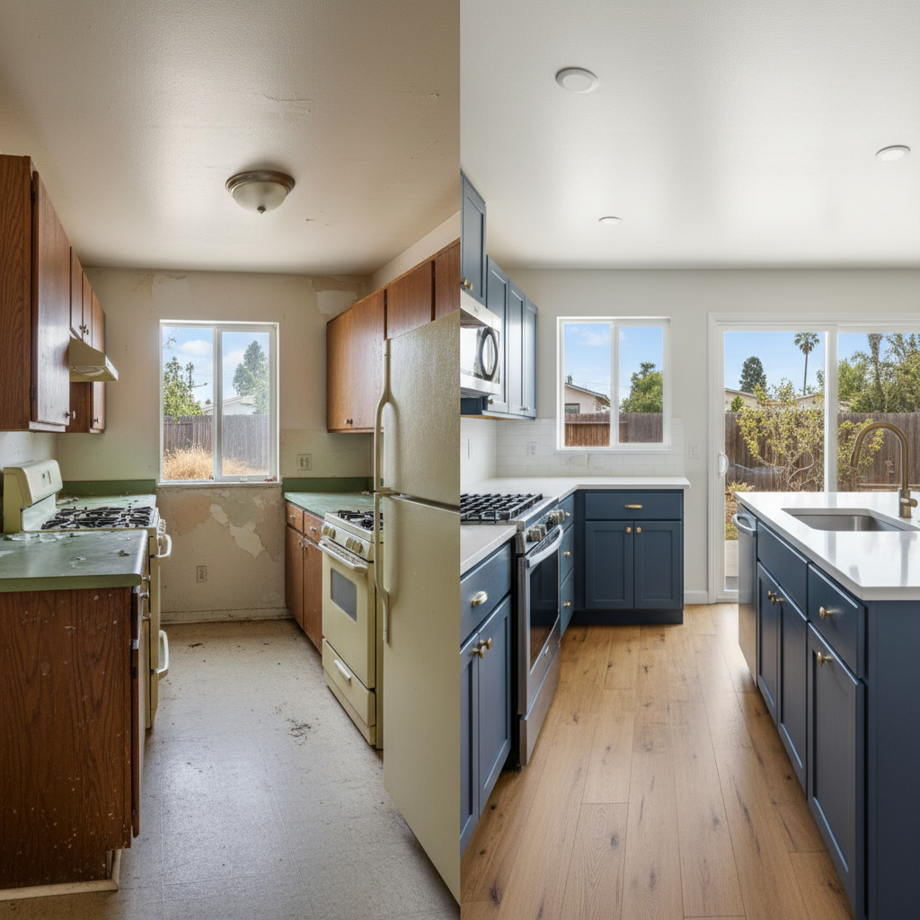 Completed open kitchen conversion work at a residential property in Pomona, CA