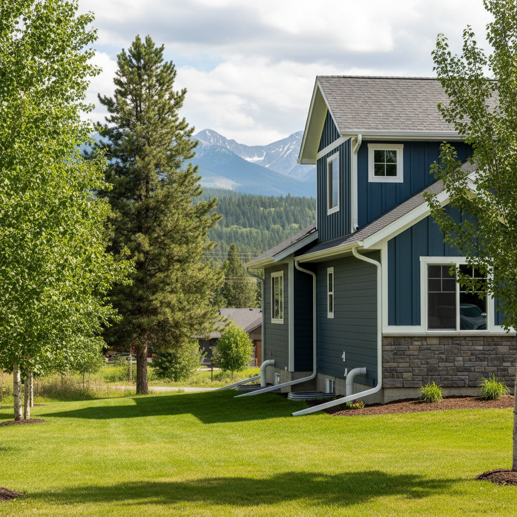 Completed downspout installation work at a residential property in Whitefish, MT