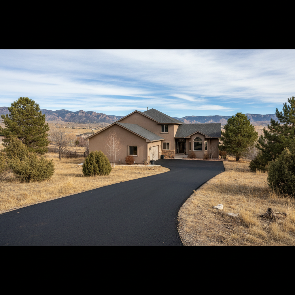 Completed driveway paving work at a residential property in Canon City, CO