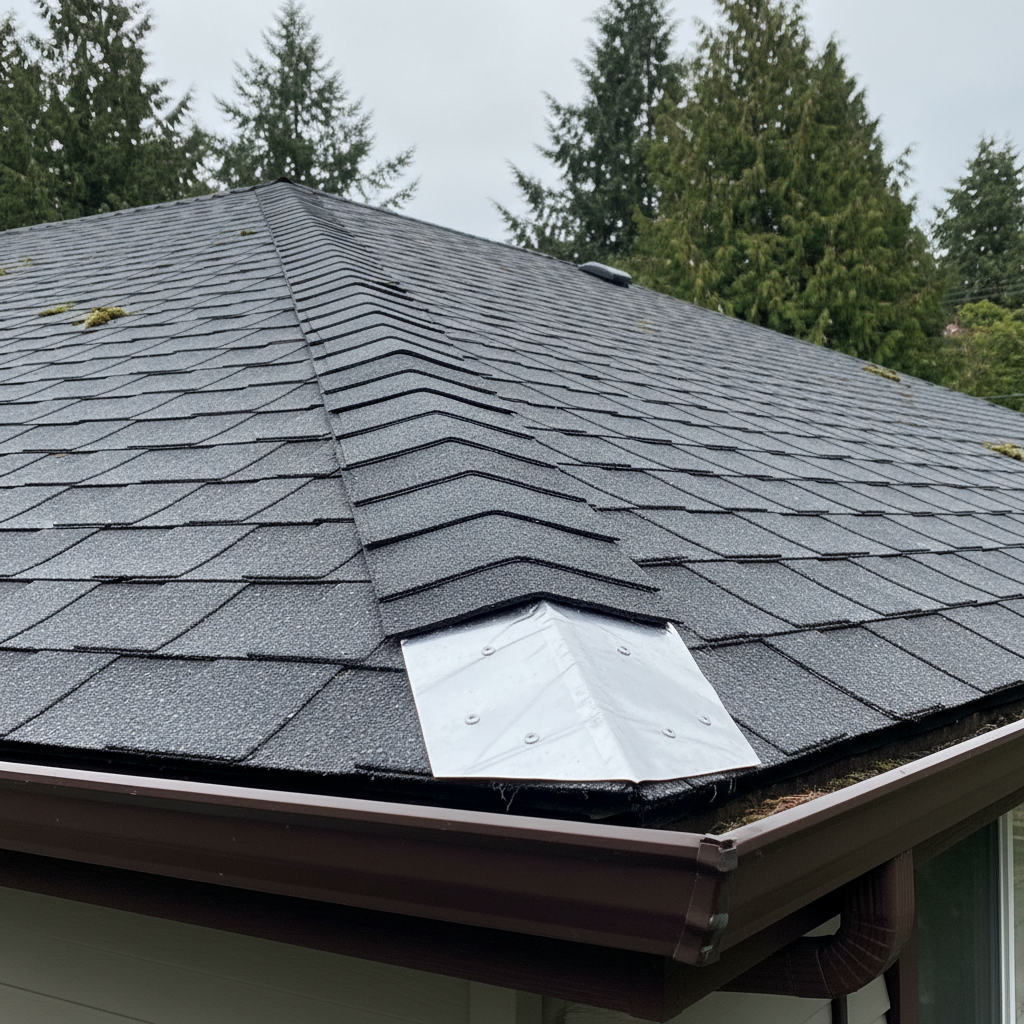 Completed roof repair work at a residential property in Shoreline, WA