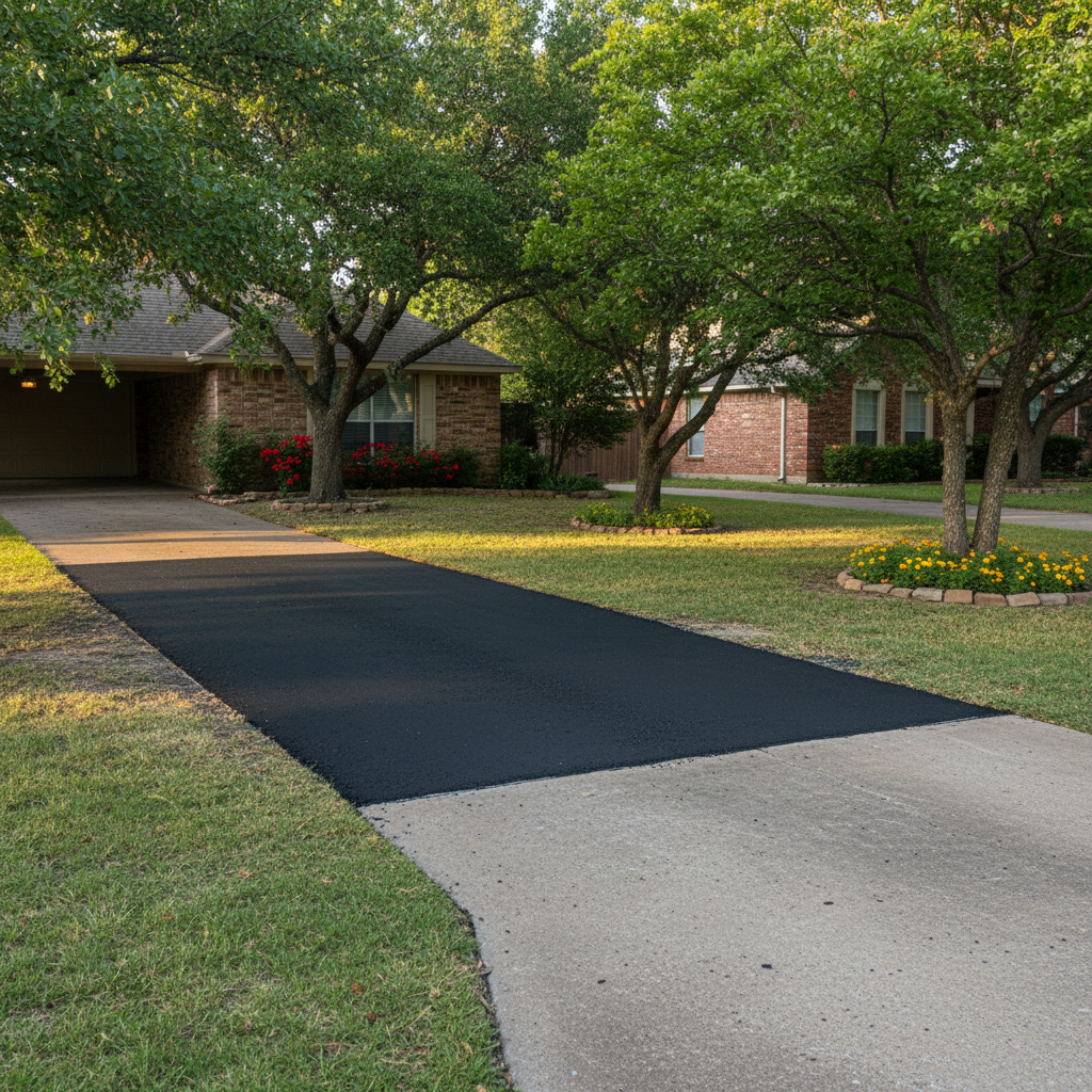 Completed asphalt patching work at a residential property in New Deal, TX