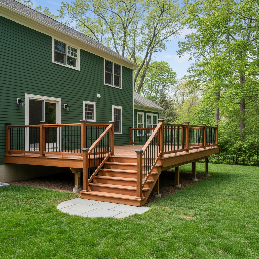 Completed deck repair work at a residential property in Brookline, MA