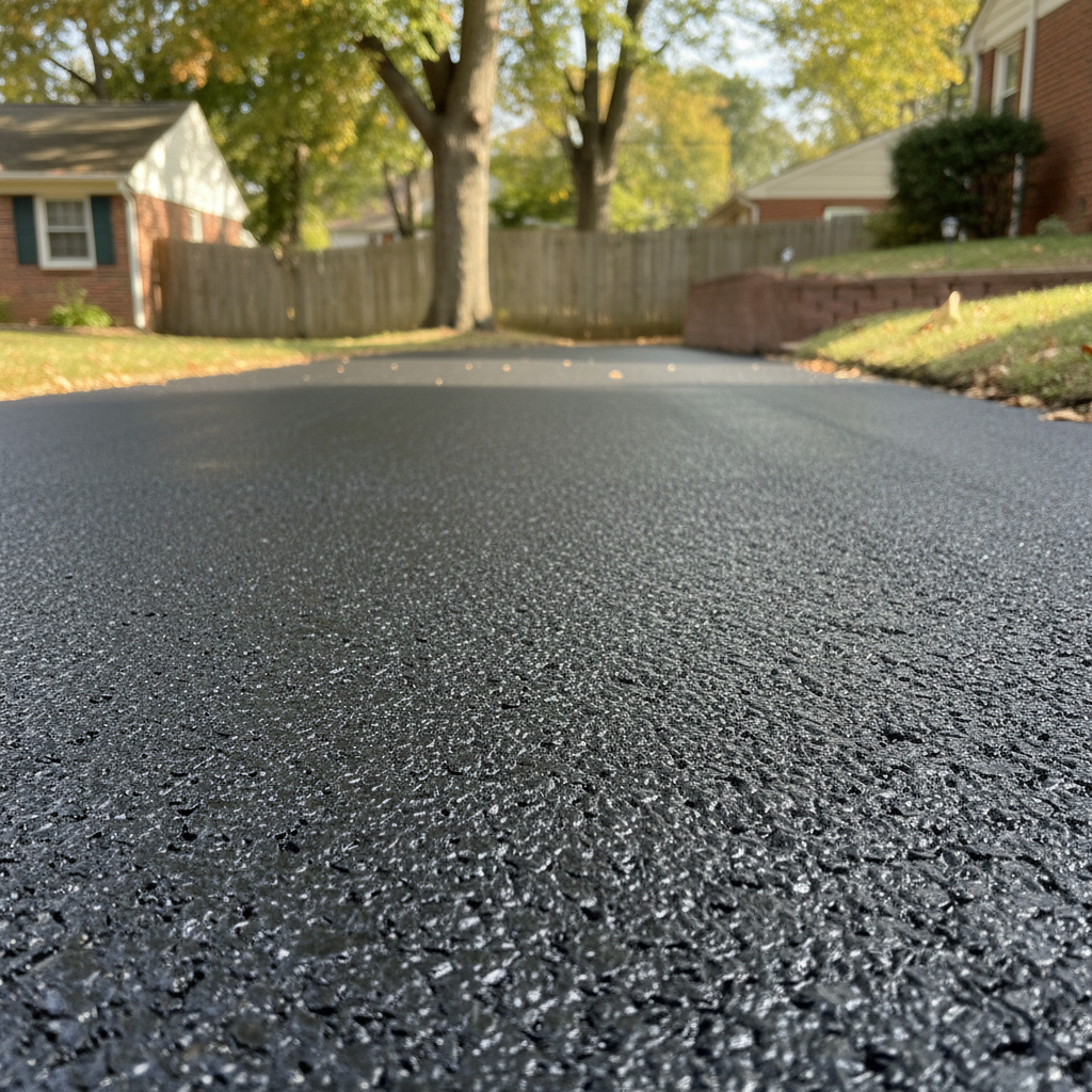 Completed asphalt sealcoating work at a residential property in Philadelphia, PA