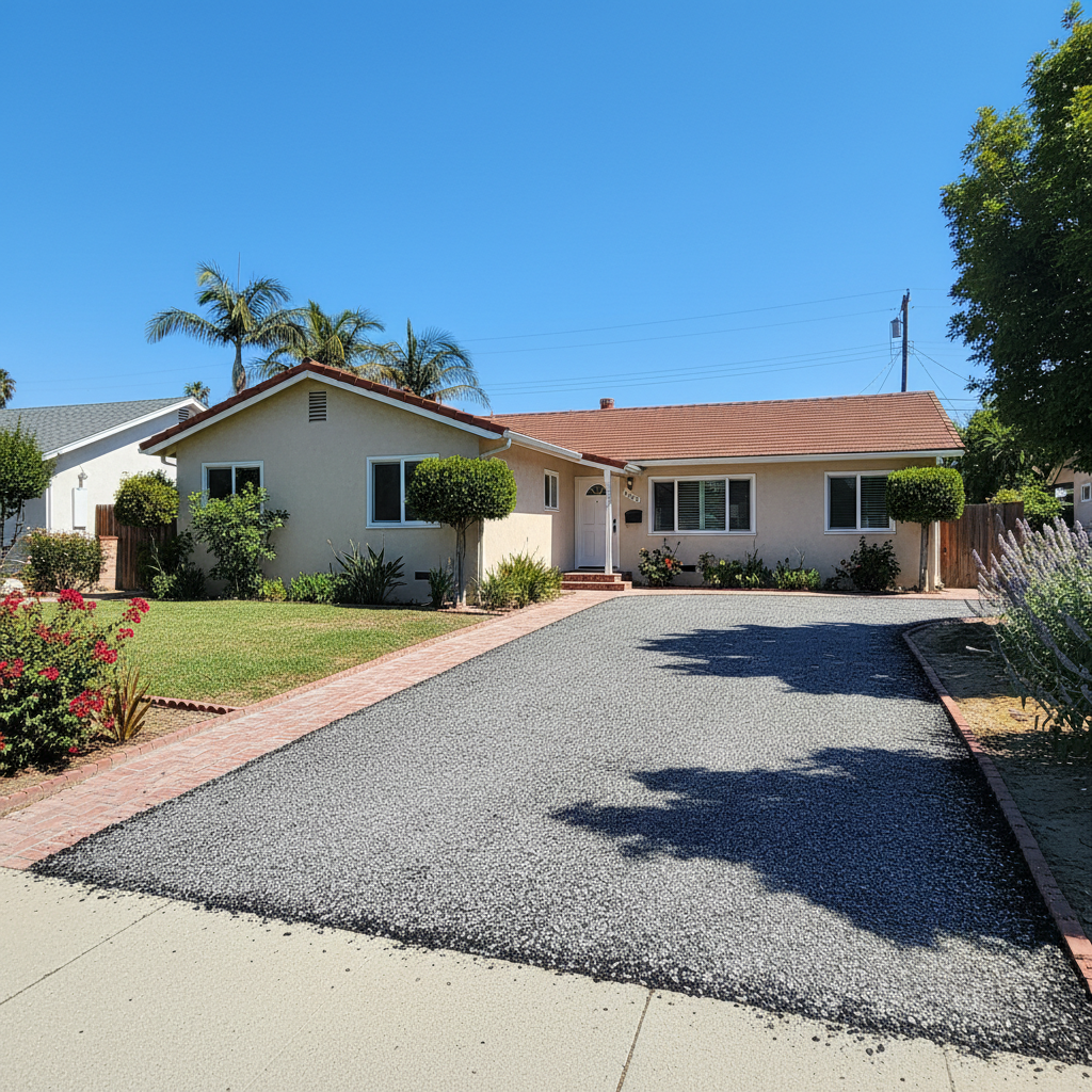 Completed asphalt milling work at a residential property in Garden Grove, CA