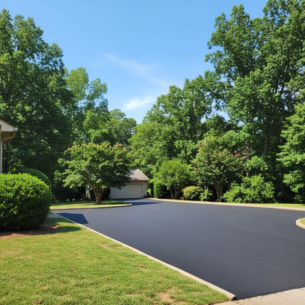 Completed parking lot paving work at a residential property in Atlanta, GA