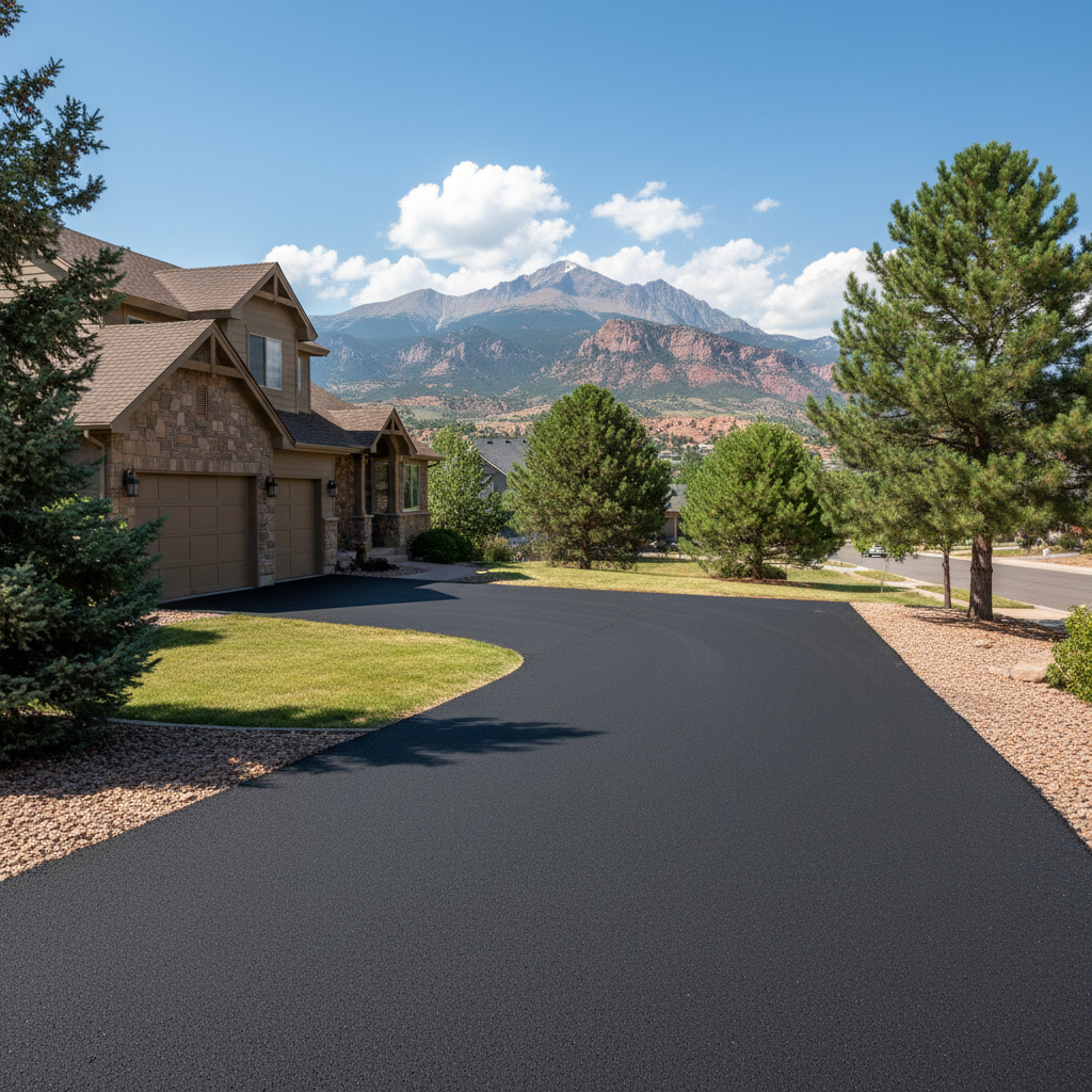 Completed residential asphalt work at a residential property in Colorado Springs, CO
