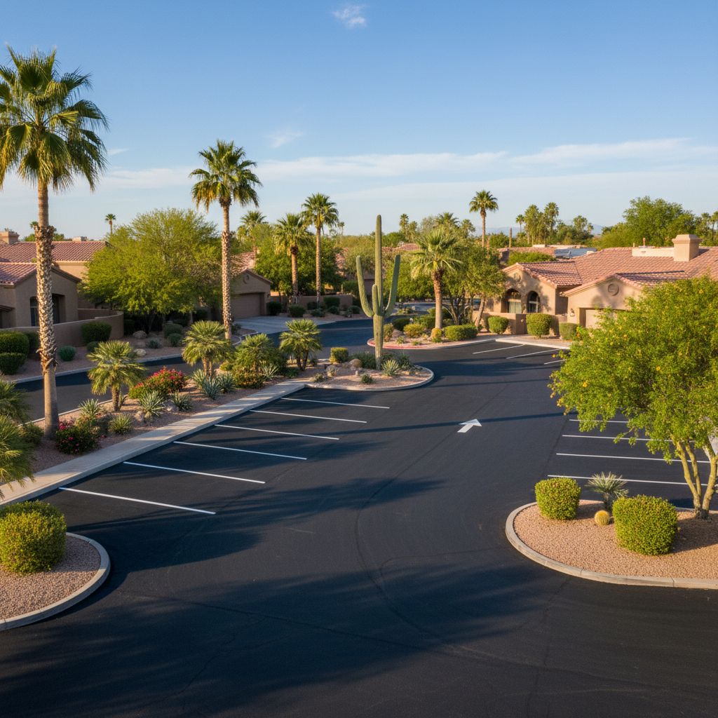 Completed commercial asphalt work at a residential property in Phoenix, AZ
