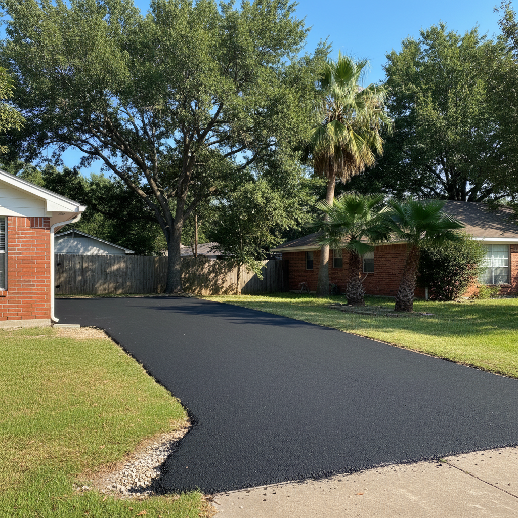 Completed asphalt paving work at a residential property in Dallas, TX